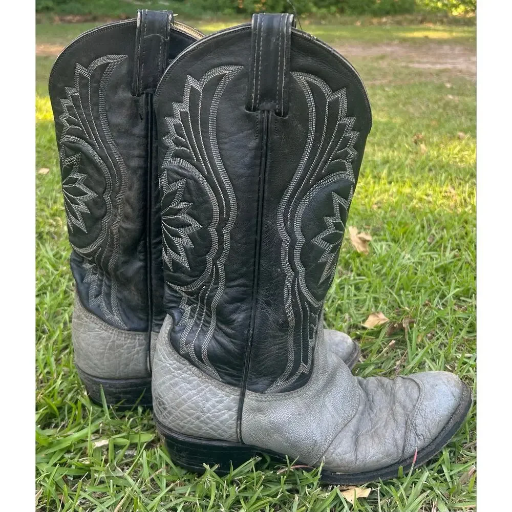 Tony Lama Vintage elephant skin boots Men’s 8E made in USA exotic pull on